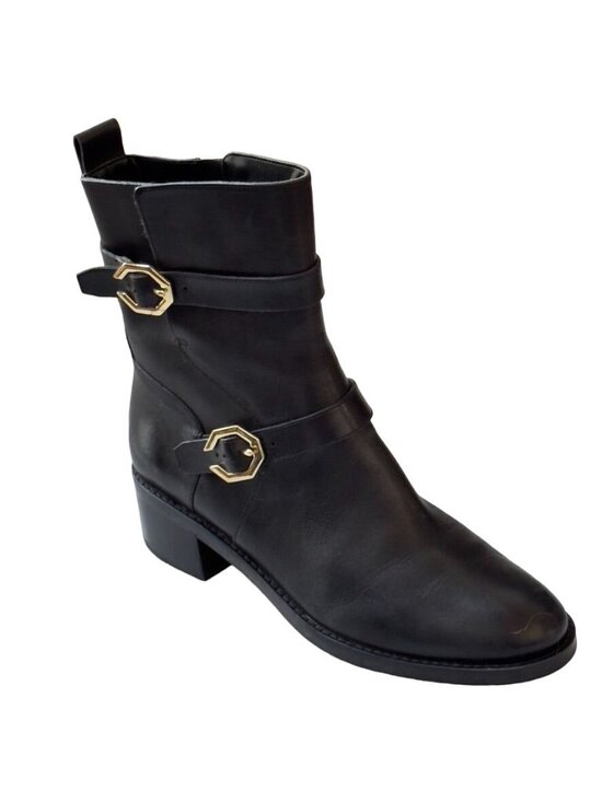 Cole Haan Shoes - COLE HAAN Women's Leather Ankle Boots Black Side Buckles Size 8.5